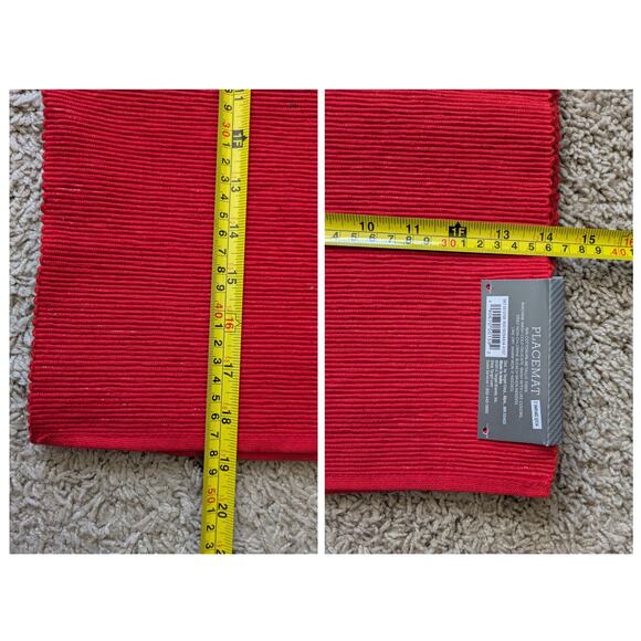 4 NWT Threshold Placemat Machine Washable 14X19in Cotton Red Metallic Christmas - Picture 6 of 9
